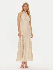 Guess Sukienka wieczorowa W2YK96 K3I20 Beżowy Regular Fit. Brązowe sukienki damskie Guess, xxl, z aplikacjami, z syntetyku, wizytowe, bez kołnierzyka, bez ramiączek. Za 439.99 zł.