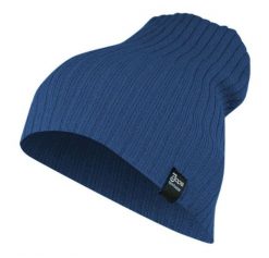 Czapka Ciemna Niebieska, Jesienno-Zimowa, Beanie, Krasnal, Rozciągliwa, w Prążki. Niebieskie czapki męskie Jarek, na zimę, bez wzorów, ze splotem, sportowe. Za 35.00 zł.
