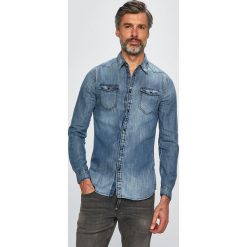 Guess Jeans - Koszula jeansowa. Niebieskie koszule męskie Guess Jeans, l, z aplikacjami, z bawełny, bez kołnierzyka, bez ramiączek. W wyprzedaży za 239.90 zł.