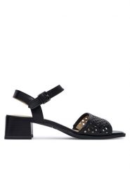 Caprice Sandały 9-28205-46 Czarny. Czarne sandały damskie Caprice, bez wzorów, bez obcasa, na słupku. Za 329.99 zł.