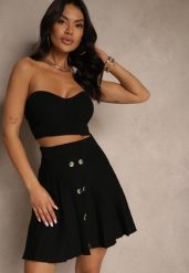 Czarna Spódnica Plisowana z Wiskozą High Waist i Guzikami Natolira. Czarne spódniczki damskie Renee, m, bez wzorów, z wiskozy, eleganckie, z podwyższonym stanem, mini, plisowane. Za 74.99 zł.