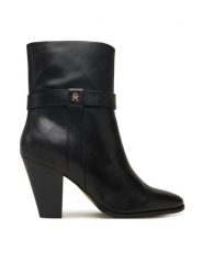 Tommy Hilfiger Botki Th T-Strap Leather Pointy Bootie FW0FW08984 Czarny. Czarne botki damskie Tommy Hilfiger, ze skóry, bez obcasa, na słupku, bez zapięcia. Za 589.99 zł.