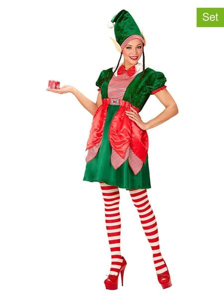 Widmann 2-częściowy kostium "Santa's Little Helper" w kolorze czerwono-ciemnozielonym rozmiar: S. Czerwone stroje jednoczęściowe damskie Widmann, s, bez wzorów. Za 83.03 zł.