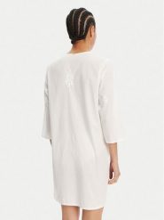 Selmark Sukienka letnia BC198 Biały Relaxed Fit. Białe sukienki damskie SELMARK, na lato, xl, bez wzorów, z bawełny, bez kołnierzyka, bez ramiączek. Za 199.99 zł.