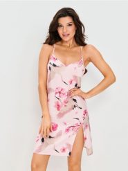 Koszula nocna w żurawie i kwiaty - różowy. Czerwone koszule nocne damskie Sinsay, bez wzorów. Za 39.99 zł.
