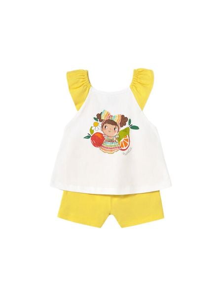 Mayoral Komplet top i spodenki 1234 Żółty Regular Fit. Żółte spodnie niemowlęce Mayoral, bez wzorów, z bawełny. Za 89.99 zł.