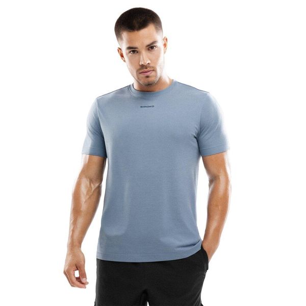 Męska koszulka treningowa z krótkim rękawem Fitness Siroko Exuma. Niebieskie t-shirty sportowe męskie SIROKO, m, z materiału, bez ramiączek, do biegania. Za 68.00 zł.