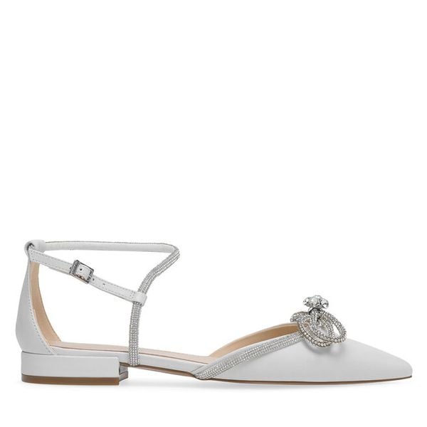 Baleriny Eva Minge. Białe baleriny damskie Eva Minge, bez wzorów, bez obcasa. Za 219.99 zł.