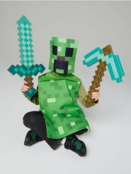 Kostium karnawałowy Minecraft - zielony. Zielone stroje jednoczęściowe damskie Sinsay, m, bez wzorów. Za 59.99 zł.