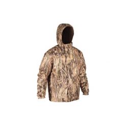 Kurtka myśliwska 500 camo ciepła i wiatroodporna. Zielone kurtki treningowe męskie SOLOGNAC, xl, bez wzorów, z materiału. Za 199.99 zł.