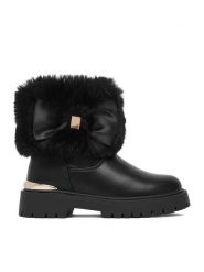 Guess Kids Kozaki CEO-CS6819-01 Czarny. Czarne kozaki dziewczęce Guess Kids, z aplikacjami, ze skóry, bez obcasa. Za 199.99 zł.