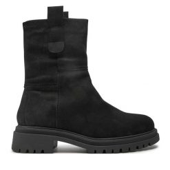 Botki Tamaris. Czarne botki damskie Tamaris, bez obcasa, na płaskiej podeszwie, bez zapięcia. Za 359.99 zł.