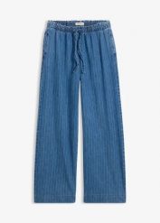 Jeansy wide leg, wsuwane. Niebieskie jeansy damskie bonprix. Za 159.99 zł.
