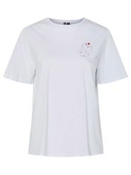 Pieces Koszulka "Signe" w kolorze białym rozmiar: XL. Białe bluzki damskie Pieces, xl, bez wzorów, z bawełny, bez kołnierzyka, bez ramiączek. Za 48.39 zł.