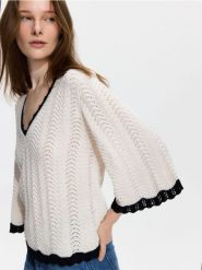 Ażurowy sweter - wielobarwny. Swetry klasyczne damskie Reserved, l, z bawełny, bez kołnierzyka. Za 129.99 zł.
