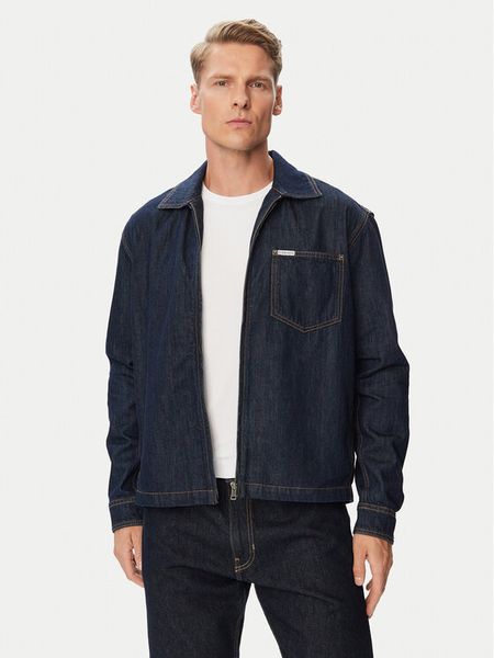 Guess Jeans Kurtka jeansowa M6YN01 D1316 Granatowy Regular Fit. Niebieskie kurtki męskie Guess Jeans, l, z aplikacjami, z bawełny, bez kaptura. Za 479.99 zł.