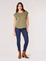 Apricot Koszulka w kolorze khaki rozmiar: XS. Brązowe bluzki damskie Apricot, xs, bez wzorów, z lyocellu, bez kołnierzyka. Za 69.99 zł.