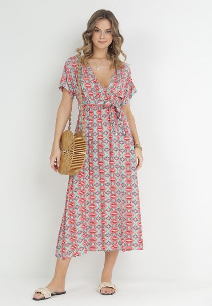 Czerwona Sukienka Rozkloszowana z Gumką w Pasie Myricle. Czerwone sukienki damskie Born2be, na co dzień, l, bez wzorów, z wiskozy, bez kołnierzyka, bez ramiączek, midi, rozkloszowane. Za 39.99 zł.