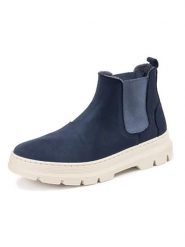 Natural world Skórzane sztyblety w kolorze granatowym rozmiar: 37. Niebieskie botki damskie natural world, z wełny, sportowe, bez obcasa, bez zapięcia. Za 171.95 zł.