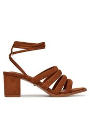 DeeZee Sandały XFV28178-D1 Brązowy. Brązowe sandały damskie DeeZee, bez wzorów, z materiału, bez obcasa, na słupku. Za 149.99 zł.