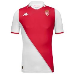 Koszulka domowa AS Monaco Kombat Pro 2024/25. Białe t-shirty sportowe męskie Kappa, bez ramiączek, do piłki nożnej. Za 511.50 zł.