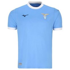 Koszulka Domowa Lazio Rzym 2025/26. Niebieskie t-shirty sportowe męskie Mizuno, bez ramiączek, do piłki nożnej. Za 404.00 zł.