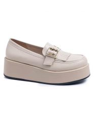 C'M Mokasyny w kolorze kremowym na koturnie rozmiar: 39. Brązowe czółenka damskie C'M. Za 135.17 zł.