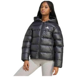 Kurtka puchowa z kapturem dla kobiet adidas Essentials Climawarm. Czarne kurtki damskie Adidas, l, bez wzorów, z materiału, z kapturem. Za 362.50 zł.