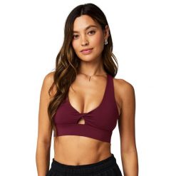 Biustonosz dla kobiet Fabletics Oasis Twist. Niebieskie biustonosze sportowe damskie FABLETICS, bez wzorów, z elastanu. Za 256.60 zł.
