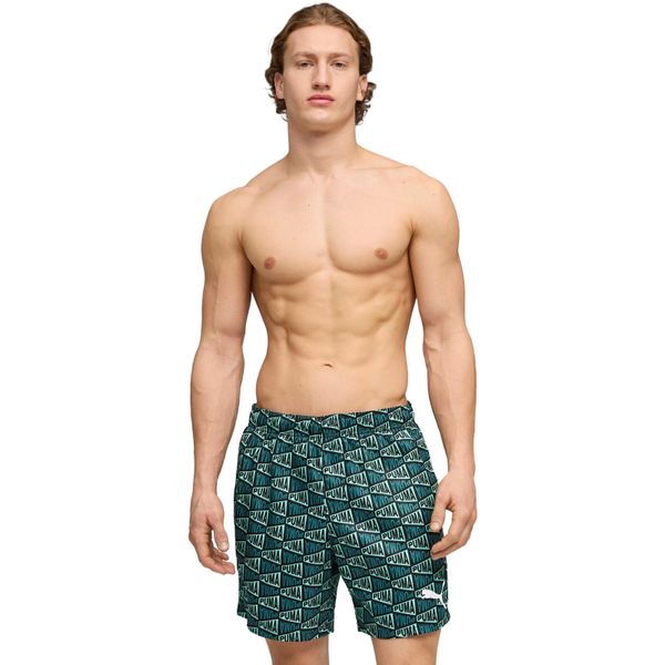 Szorty męskie Puma Swim Men Printed Flag Mid Shorts 1p. Niebieskie szorty męskie Puma, z materiału, bez kołnierzyka. Za 290.00 zł.
