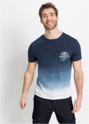 T-shirt z czystej bawełny. Niebieskie t-shirty męskie bonprix, l, bez wzorów, z bawełny, bez kołnierzyka. Za 72.99 zł.