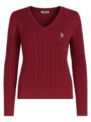 U.S. Polo Assn. Sweter w kolorze bordowym rozmiar: M. Czerwone swetry klasyczne damskie U.S. Polo Assn., m, z bawełny, bez kołnierzyka. Za 187.52 zł.