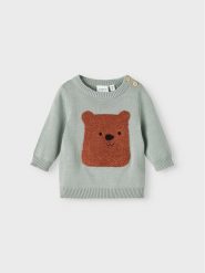 NAME IT Sweter 13207111 Zielony Regular Fit. Zielone swetry chłopięce Name it, bez wzorów, z bawełny, bez kołnierzyka. Za 169.99 zł.
