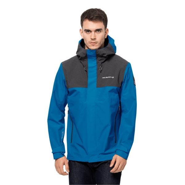 Kurtka wodoodporna Jack Wolfskin DNA Block. Niebieskie kurtki treningowe męskie Jack Wolfskin, l, bez wzorów, z hardshellu, outdoorowe. Za 778.60 zł.