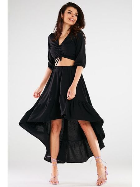 Awama Bluzka w kolorze czarnym rozmiar: L. Czarne bluzki damskie Awama, l, bez wzorów, bez kołnierzyka, bez ramiączek. Za 118.56 zł.