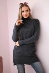Sweter ze stójką grafitowy. Szare golfy damskie KESI, l, bez wzorów, z wełny, bez ramiączek. Za 178.78 zł.