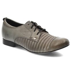 Szare Półbuty Libero Damskie Eleganckie Obuwie. Szare półbuty damskie Libero, bez wzorów, ze skóry, eleganckie, bez obcasa. Za 149.00 zł.