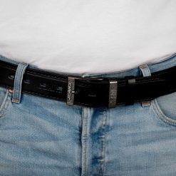 Pasek męski skórzany premium szeroki 4cm klasyczny czarny Beltimore Jeans E60 : Kolory - czarny, Rozmiar pasków - r.145-160 cm. Czarne paski męskie bez wzorów, z jeansu, klasyczne. Za 54.99 zł.
