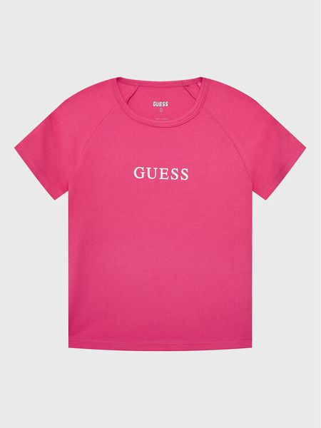 Guess T-Shirt J3RI34 KABR0 Różowy Regular Fit. Czerwone koszulki dziewczęce Guess, z aplikacjami, z syntetyku, bez ramiączek. Za 129.99 zł.