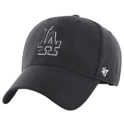 Czapka Z Daszkiem MLB Los Angeles Dodgers. Czarne czapki męskie 47 Brand, bez wzorów, z materiału. Za 160.99 zł.