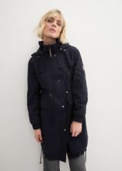 Parka trencz z dużymi kieszeniami. Czarne parki damskie bonprix, bez wzorów. Za 249.99 zł.