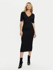 Guess Sukienka dzianinowa W5RK11 Z2V62 Czarny Bodycon Fit. Czarne sukienki damskie Guess, l, z aplikacjami, z dzianiny, bez kołnierzyka, bez ramiączek, bodycon. Za 359.99 zł.