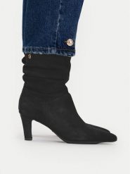 MEXX Botki EO-WI44-TIP-01 Czarny. Czarne botki damskie Mexx, bez obcasa, na słupku, bez zapięcia. Za 479.99 zł.