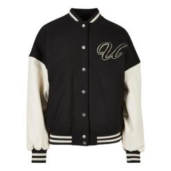 Damska kurtka oversize Urban Classics Big U College. Białe kurtki damskie Urban Classics, na jesień, l, z aplikacjami, z materiału, bez kaptura. Za 508.50 zł.