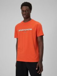 4F T-shirt regular z nadrukiem męski - pomarańczowy XXL. Brązowe t-shirty męskie 4f, m, bez wzorów, z bawełny, bez kołnierzyka. Za 69.99 zł.