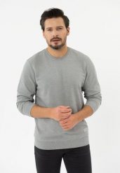 Bluza ze strukturą B-BARRY. Szare bluzy bez kaptura męskie Volcano, m, z bawełny. Za 139.99 zł.