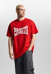 Koszulka sportowa męska Prosto Ever z krótkim rękawem. Czerwone t-shirty sportowe męskie Prosto., m, z bawełny, bez ramiączek. Za 122.99 zł.