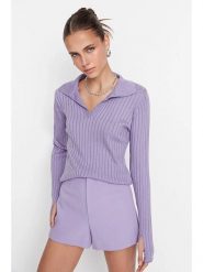 Trendyol Sweter w kolorze lawendowym rozmiar: L. Różowe swetry klasyczne damskie Trendyol, l, ze splotem, bez kołnierzyka. Za 82.64 zł.