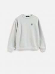 Bluza z haftem - ciemnoszary. Szare bluzy bez kaptura męskie Reserved, l, z bawełny. Za 119.99 zł.