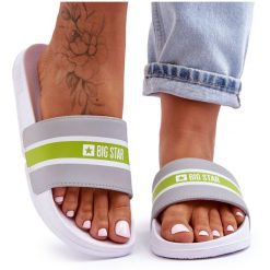 Lekkie Piankowe Klapki Big Star JJ274647 Biało-Szare. Szare klapki damskie bez wzorów, z tworzywa sztucznego, bez obcasa, na platformie. Za 142.48 zł.